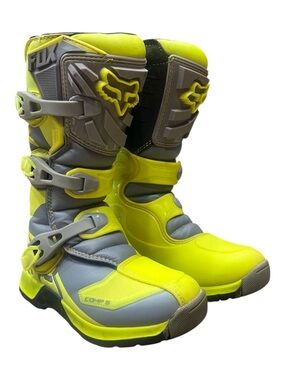 Fox Racing Comp 5 Youth Motocross Moto Boots yellow and grey SZ Y 4